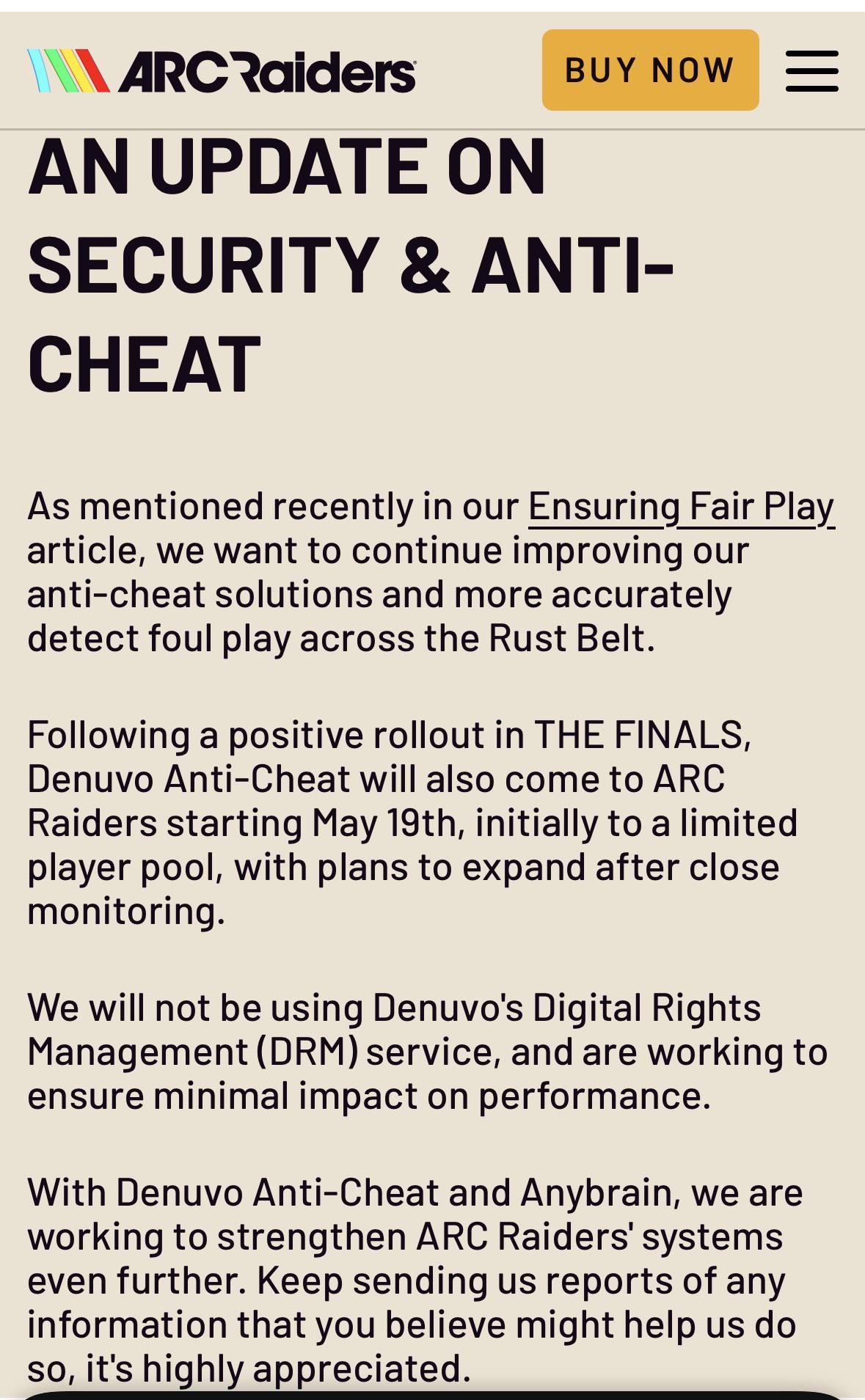 Denuvo Anti-Cheat announcement
