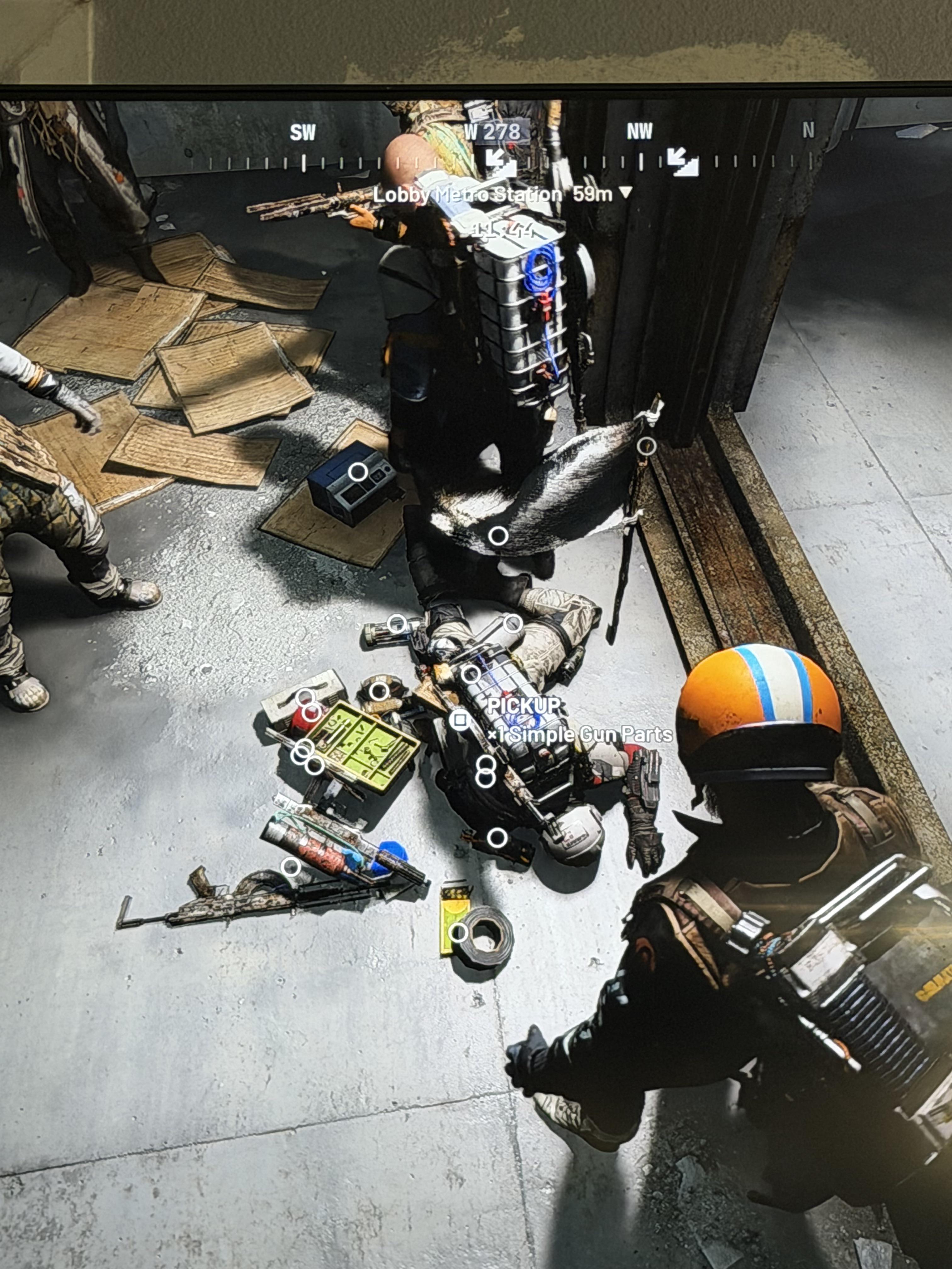 A flag and dropped loot mark the spot