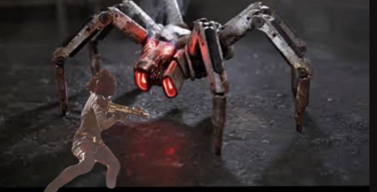 The Mother Tick concept: a ceiling-lurking horror with lights-out mechanics.