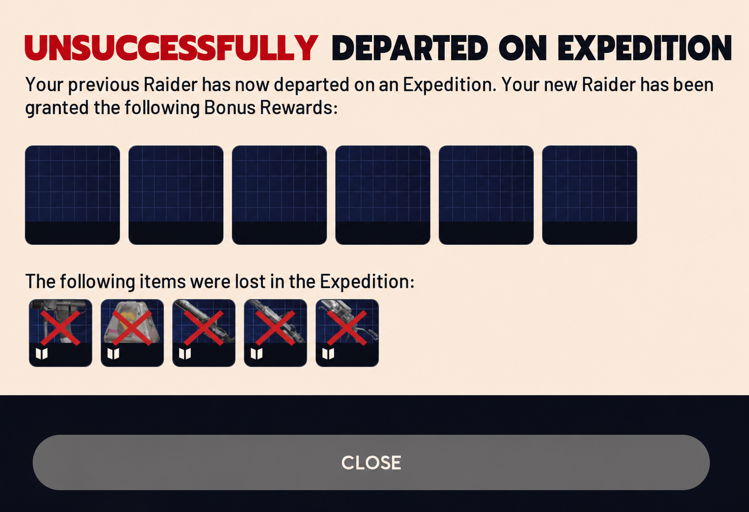 A screen no raider wants to see